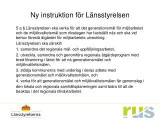 ny instruktion f r l nsstyrelsen