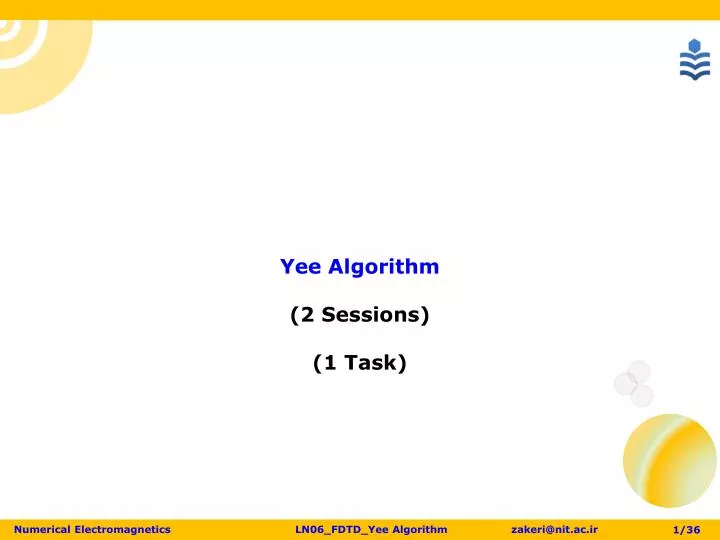 yee algorithm 2 sessions 1 task
