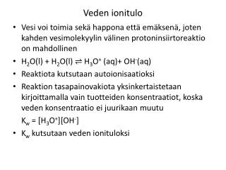 veden ionitulo
