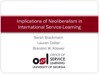 Implications of Neoliberalism in International Service-Learning