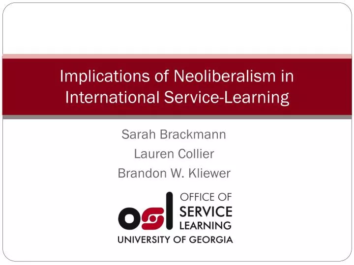 implications of neoliberalism in international service learning