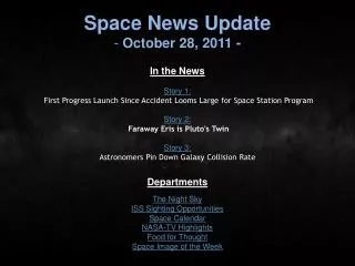 Space News Update October 28, 2011 -