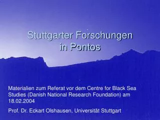 stuttgarter forschungen in pontos