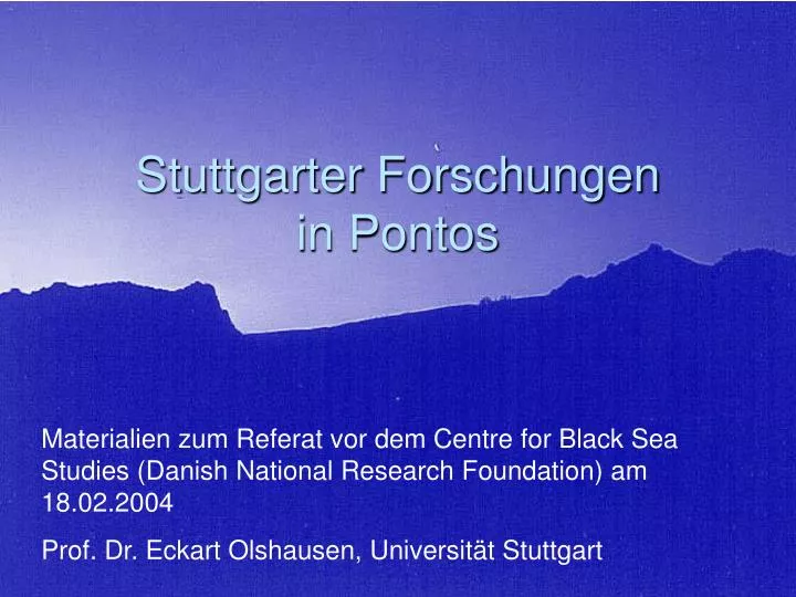 stuttgarter forschungen in pontos