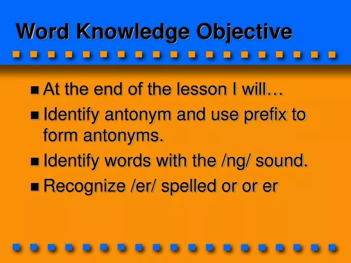 word knowledge objective