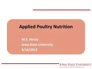 Applied Poultry Nutrition