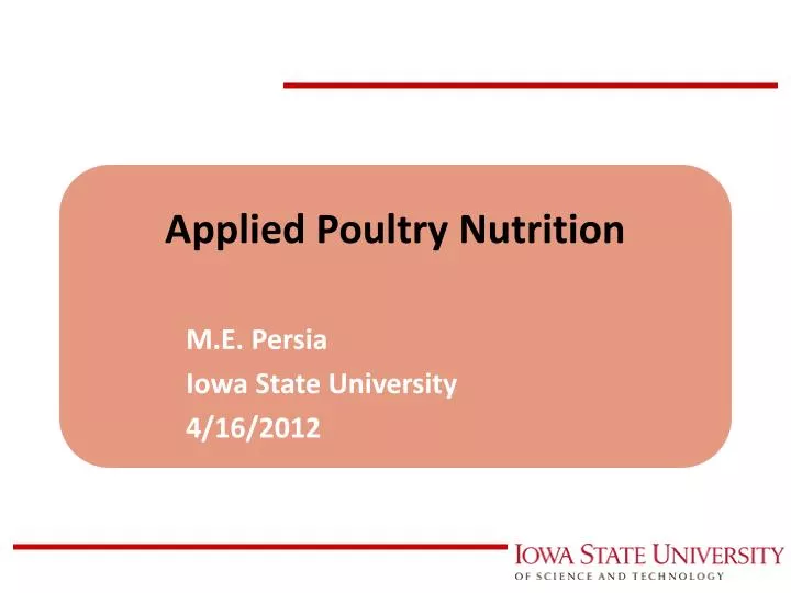 applied poultry nutrition