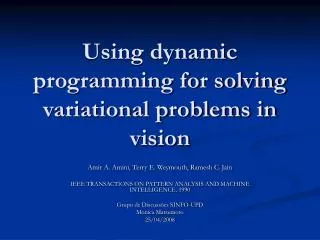 using dynamic programming for solving variational problems in vision