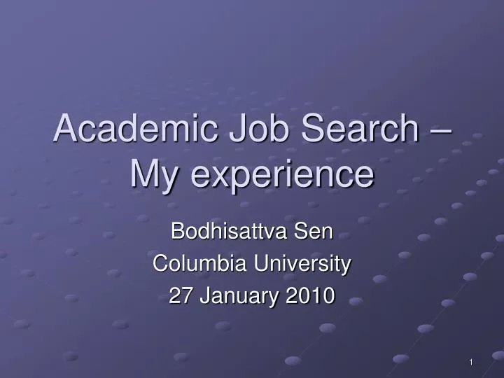 academic job search my experience