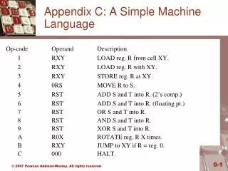 Appendix C: A Simple Machine Language