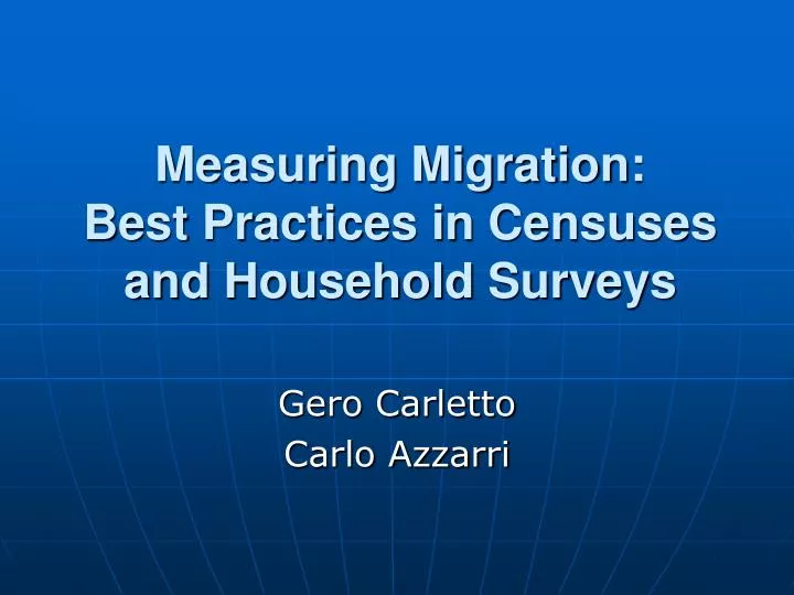 measuring migration best practices in censuses and household surveys