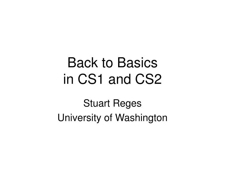 back to basics in cs1 and cs2