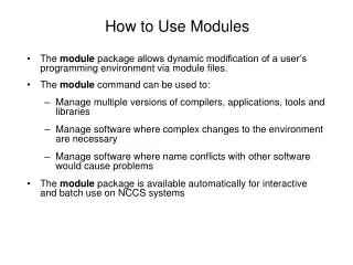 How to Use Modules