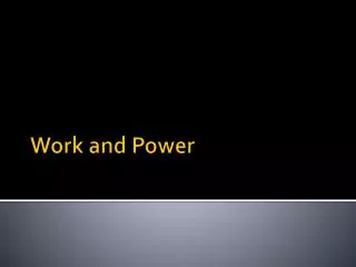 Work and Power