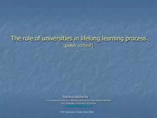 The role of universities in lifelong learning process (polish context)