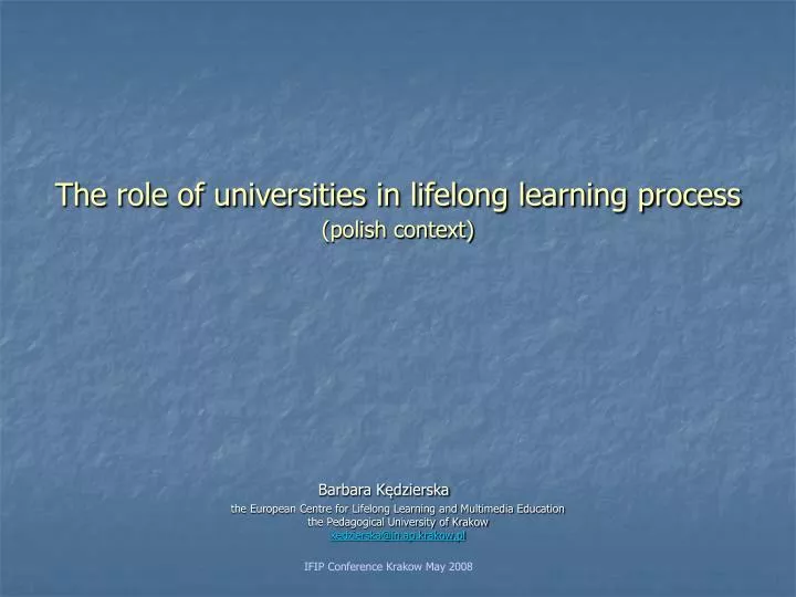 the role of universities in lifelong learning process polish context