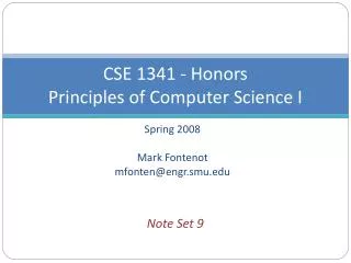 cse 1341 honors principles of computer science i