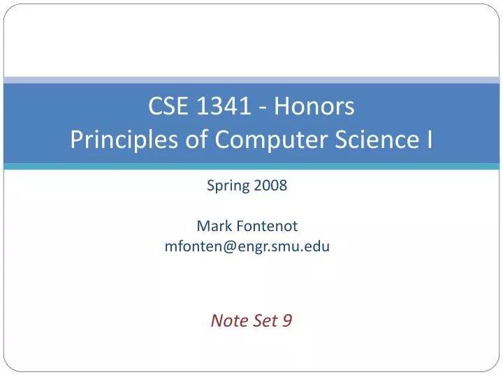 cse 1341 honors principles of computer science i