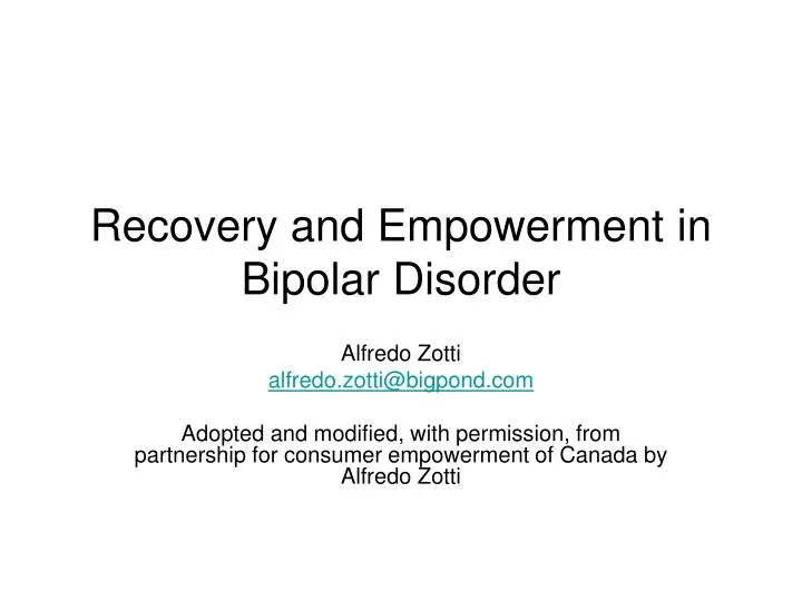 recovery and empowerment in bipolar disorder