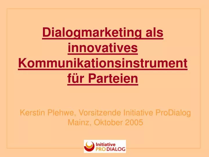dialogmarketing als innovatives kommunikationsinstrument f r parteien