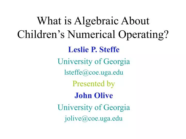 what is algebraic about children s numerical operating