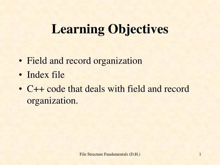 learning objectives