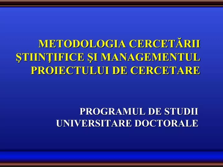 metodologia cercet rii tiin ifice i managementul proiectului de cercetare