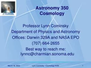 Astronomy 350 Cosmology