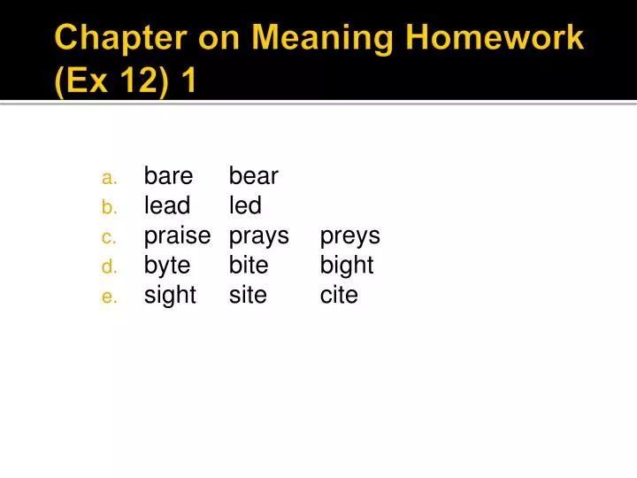 chapter on meaning homework ex 12 1