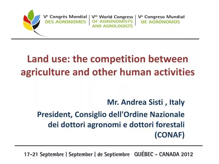 land use the competition between agriculture and other human activities