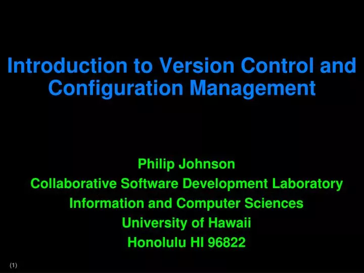 introduction to version control and configuration management