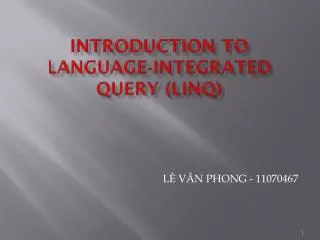 Introduction to Language?Integrated Query (LINQ)