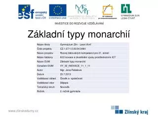 z kladn typy monarchi