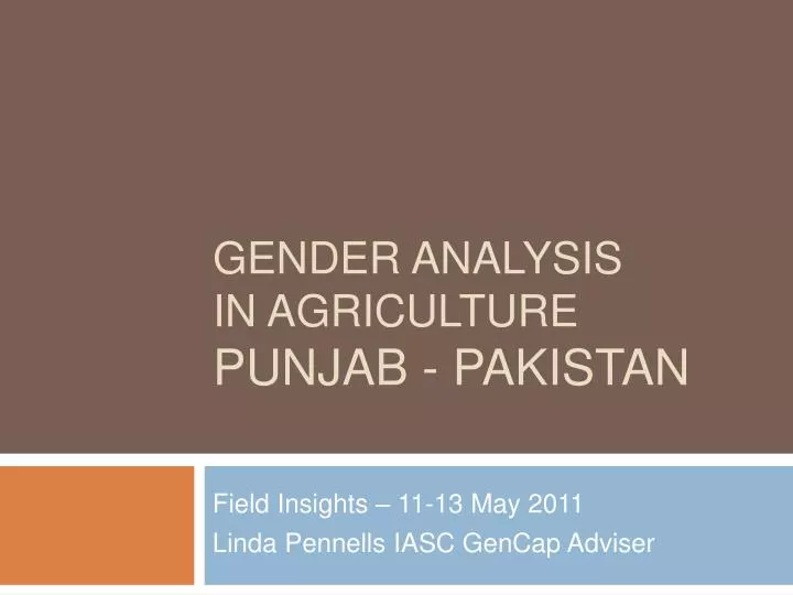 gender analysis in agriculture punjab pakistan