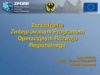 zarz dzanie zintegrowanym programem operacyjnym rozwoju regionalnego