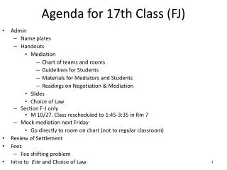 Agenda for 17th Class (FJ)