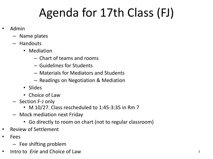 agenda for 17th class fj