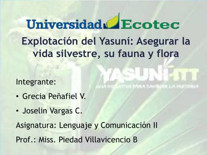 explotaci n del yasun asegurar la vida silvestre su fauna y flora