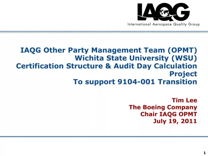 tim lee the boeing company chair iaqg opmt july 19 2011