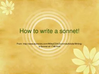 How to write a sonnet!