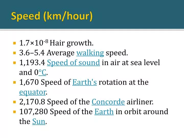 speed km hour