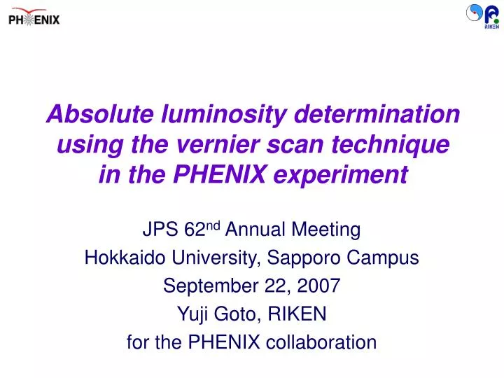 absolute luminosity determination using the vernier scan technique in the phenix experiment