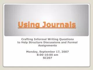 Using Journals