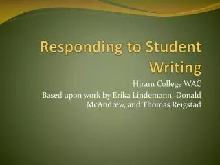 Responding to Student Writing