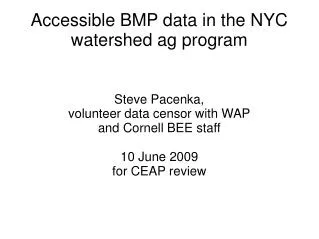 Accessible BMP data in the NYC watershed ag program