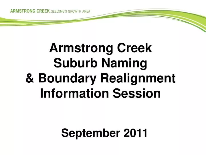 armstrong creek suburb naming boundary realignment information session