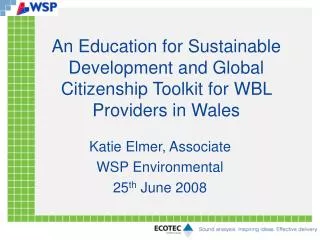 An Education for Sustainable Development and Global Citizenship Toolkit for WBL Providers in Wales