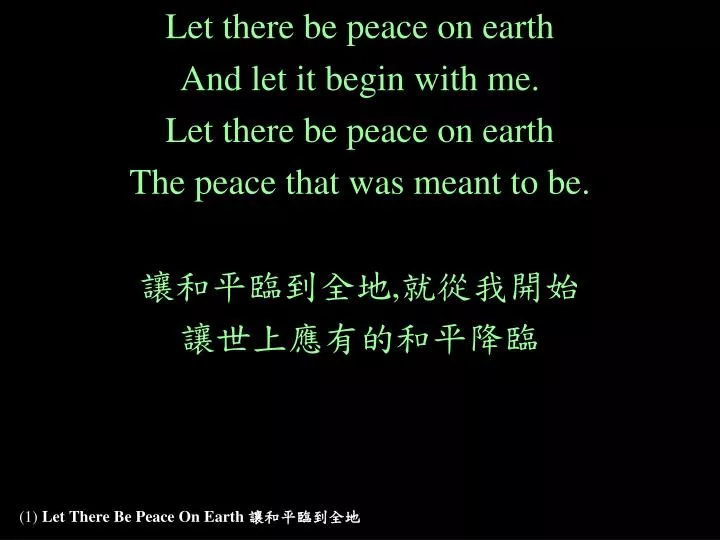 1 let there be peace on earth