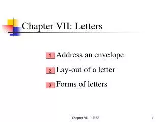 Chapter VII: Letters