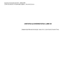 unitatea i diversitatea lumii vii